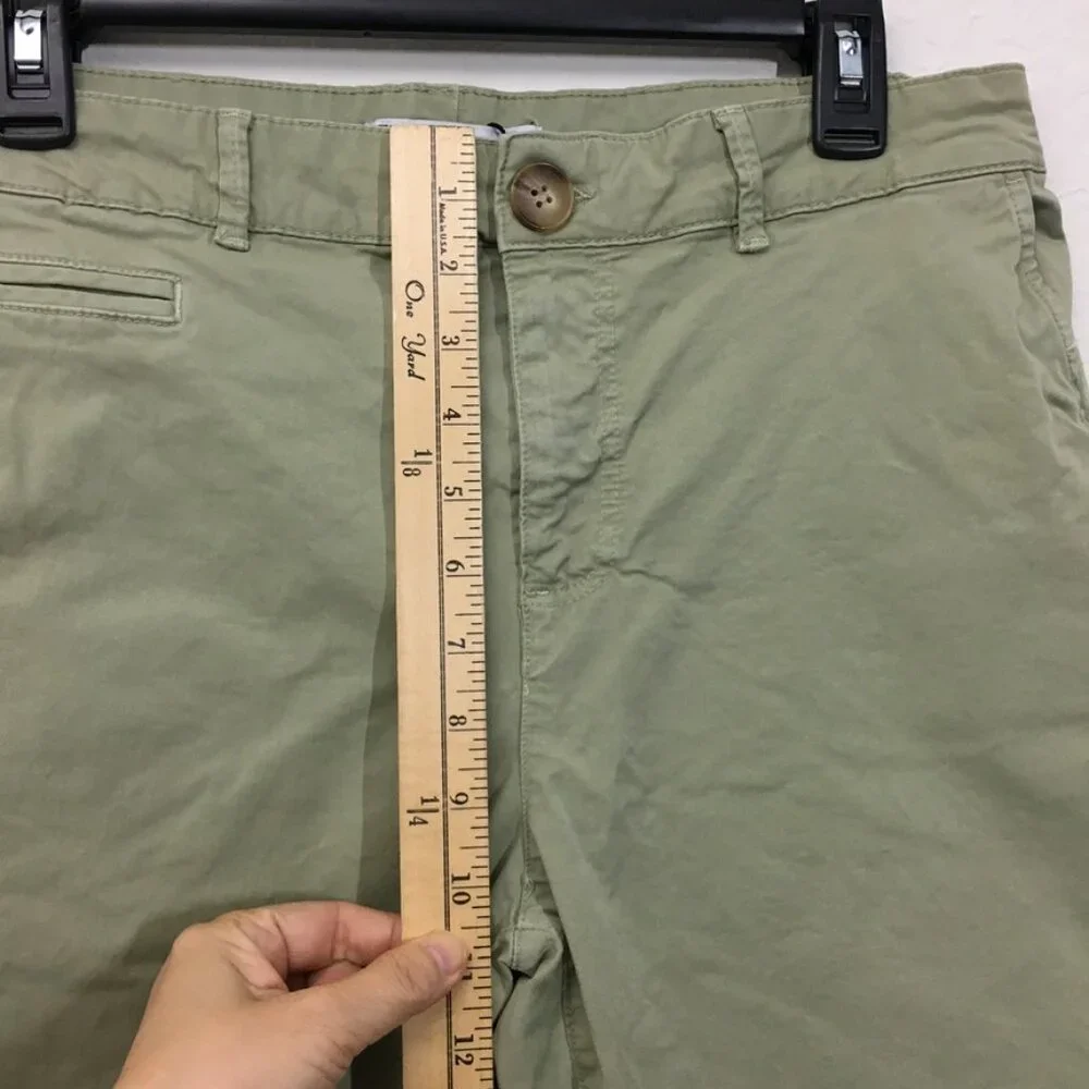 Zara Womens Chino Pants Size 6 Cuff Hem High-Rise Stretch 24.5 Inseam Green - Picture 8 of 15